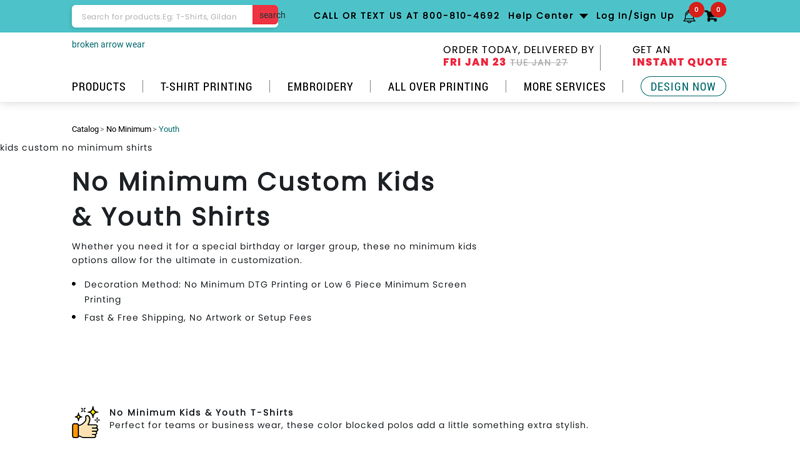 No Minimum Custom Kids & Youth Shirts custom t-shirts