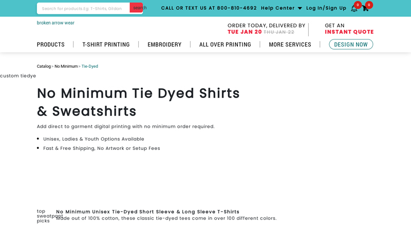 No Minimum Custom Tie Dye T