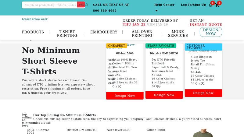 No Minimum DTG Digital T custom t-shirts