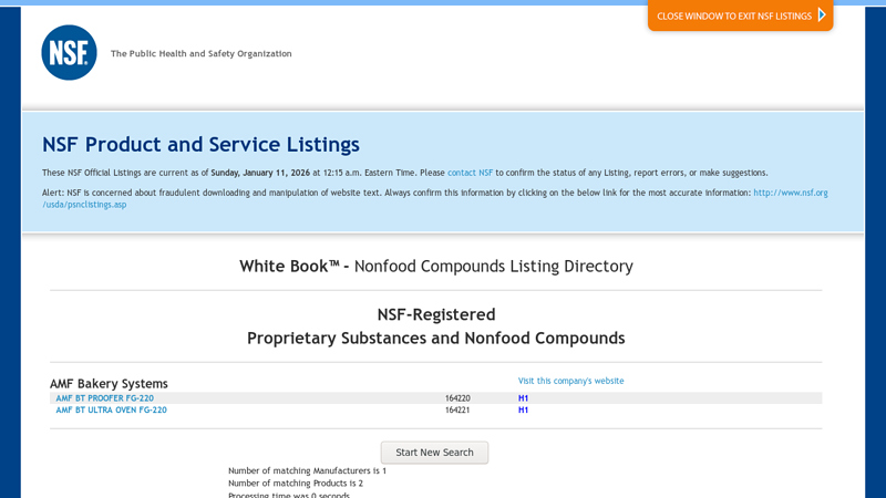NSF Product and Service Listings