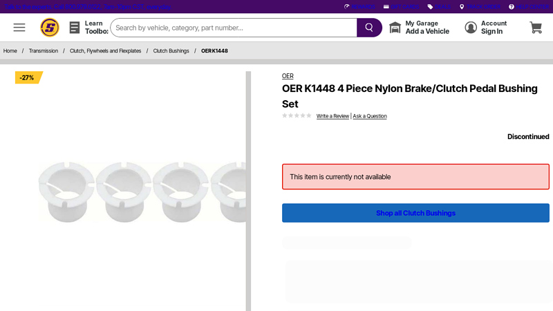 OER K1448 4 Piece Nylon Brake/Clutch Pedal Bushing Set