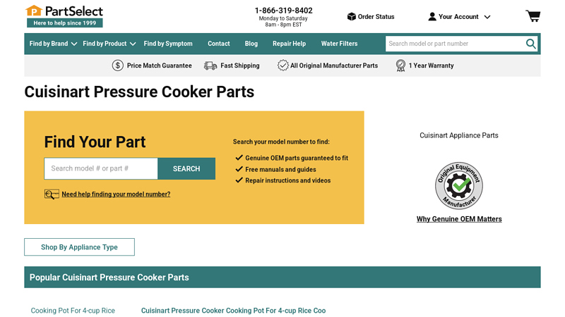 Official Cuisinart Pressure Cooker Parts
