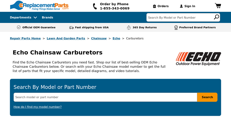 Official Echo Chainsaw Carburetors
