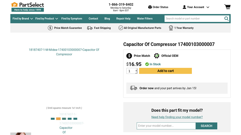 Official Midea 17400103000007 Capacitor Of Compressor