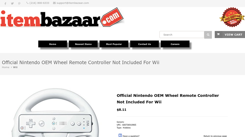 Official Nintendo OEM Wheel Remote Controller Not Included For Wii