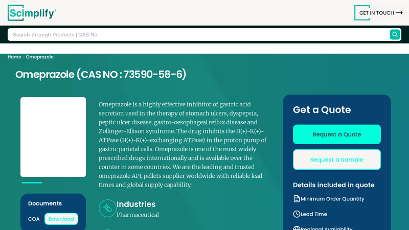 Omeprazole Manufacturer & Bulk chemical Supplier in USA