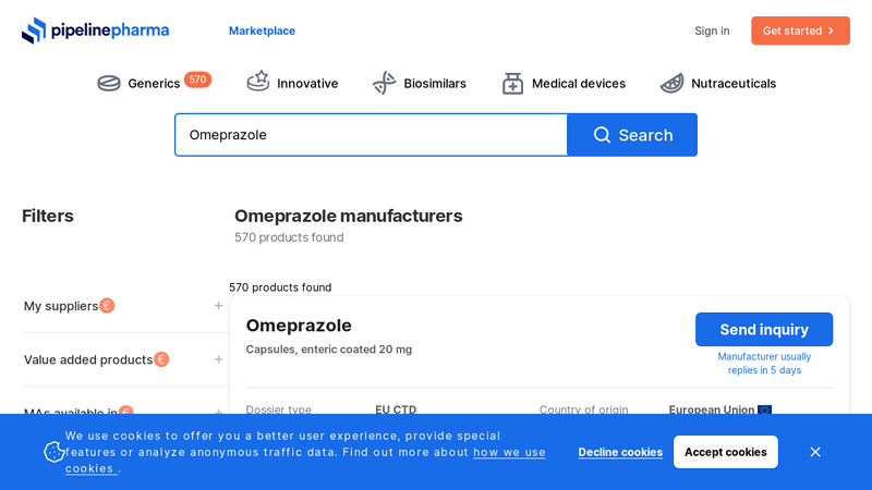 Omeprazole manufacturers