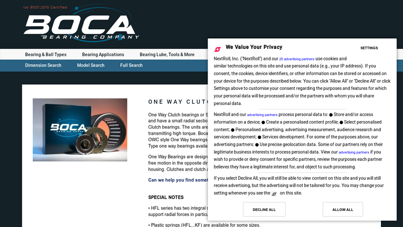 One Way Clutch Bearings