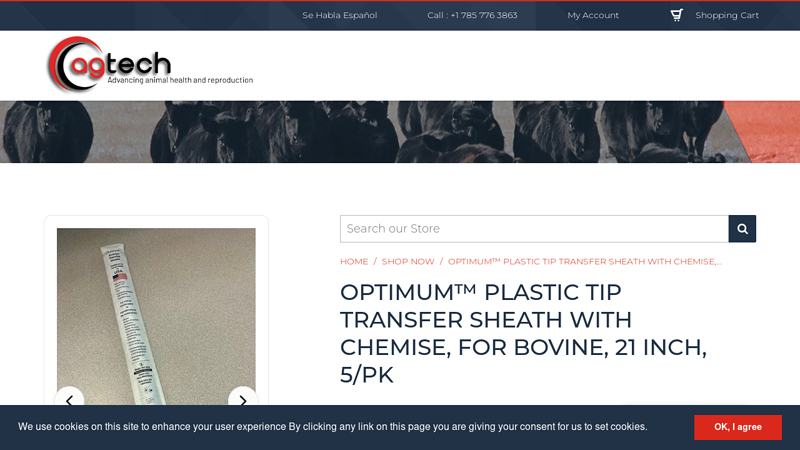 Optimum™ Plastic Tip Transfer Sheath with Chemise, For Bovine ...