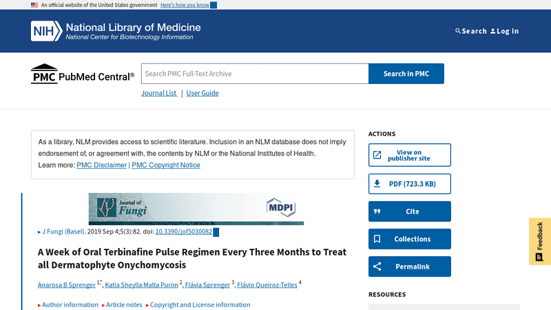 Oral Terbinafine Pulse for Onychomycosis Treatment