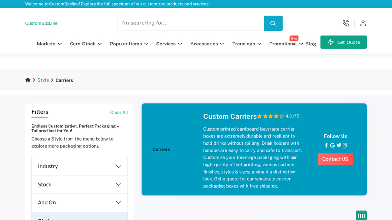 Order Custom Carriers