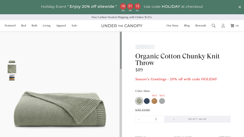 Organic Cotton Chunky Knit Throw