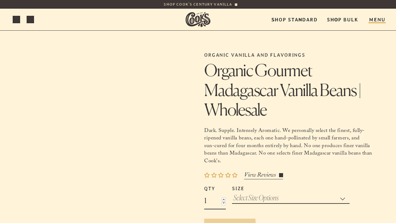 Organic Gourmet Madagascar Vanilla Beans