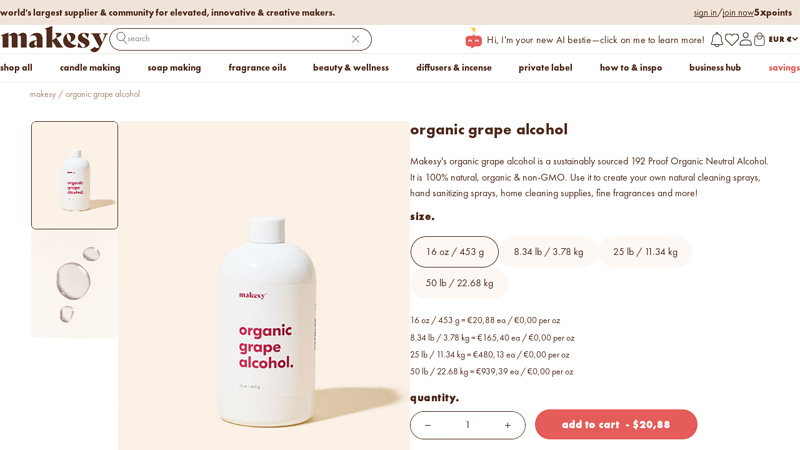 Organic Grape Alcohol for Making Sprays and Perfume