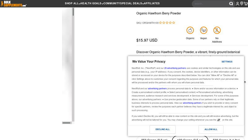 Organic Hawthorn Berry Powder