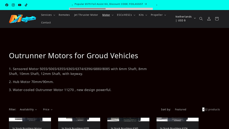 Outrunner Motors for Groud Vehicles
