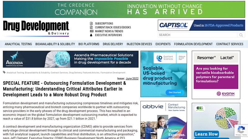 Outsourcing Formulation Development & Manufacturing
