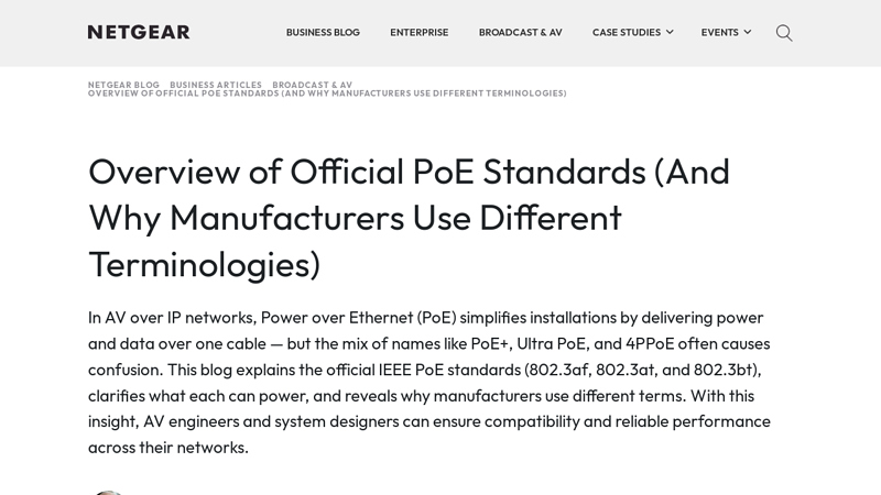 Overview of Official PoE Standards (And Why Manufacturers Use ...