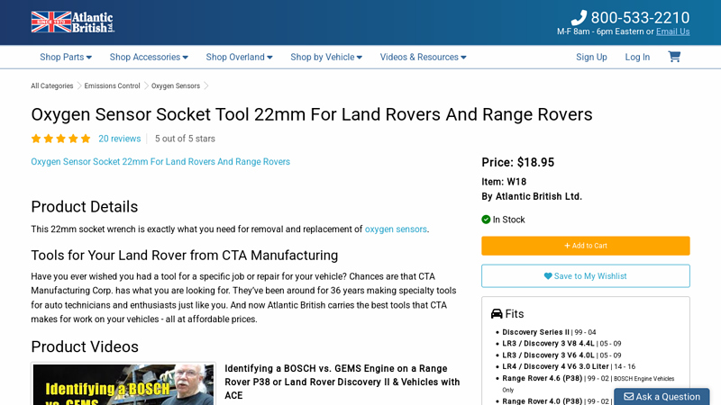 Oxygen Sensor Socket For MINIs