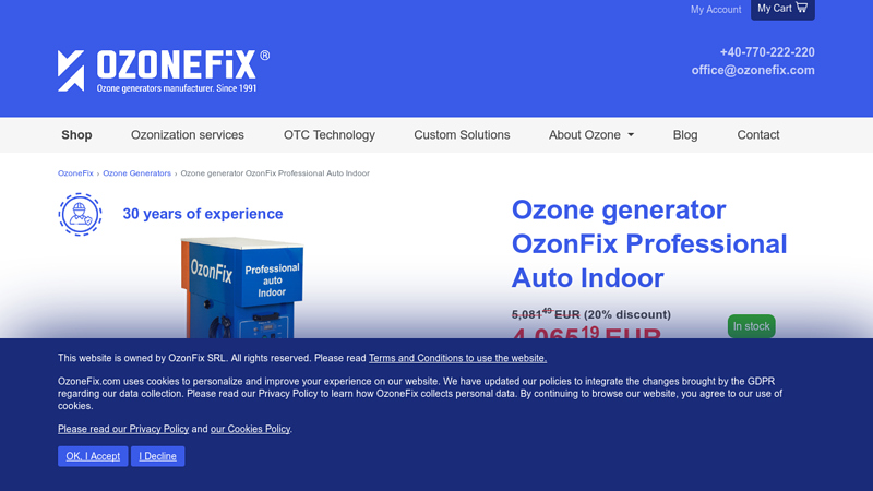 Ozone generator OzonFix Professional Auto Indoor