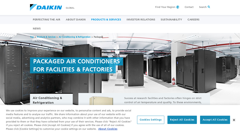 Packaged Air Conditioners for Facilities & Factories