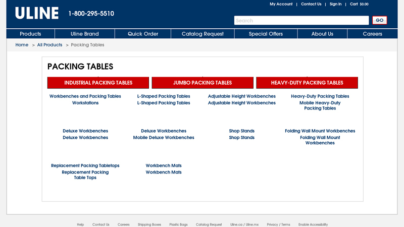 Packing Tables, Shipping Table Workstations in Stock