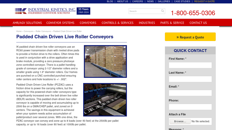 Padded Chain Driven Live Roller Conveyors