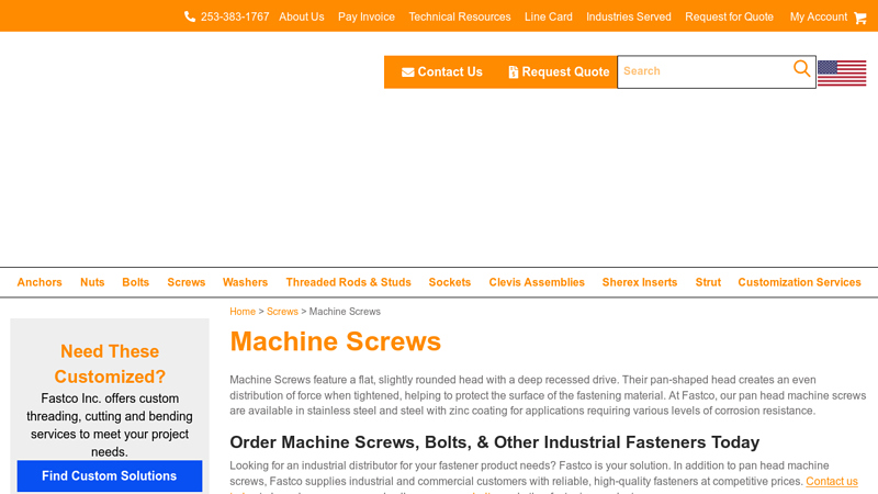 Pan Head Machine Screws
