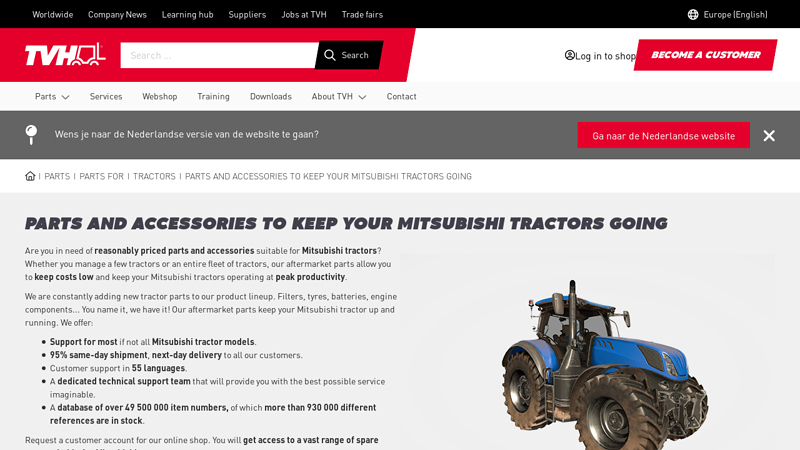Parts and accessories to keep your Mitsubishi tractors going