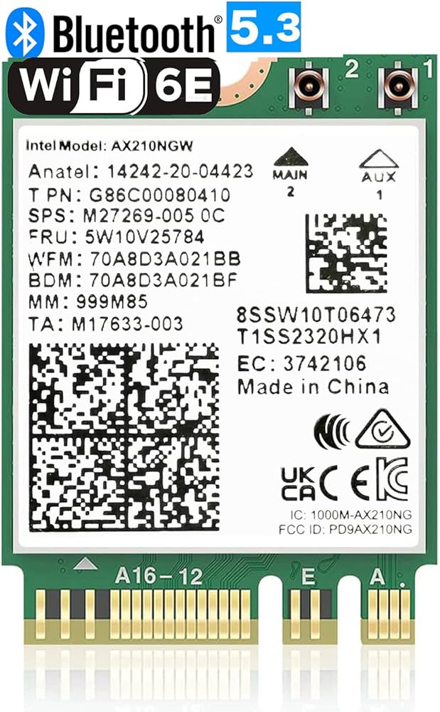 Pcie Wifi Card 5374Mbps AX210NGW Wifi 6E M.2 NGFF Wireless ...