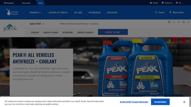 PEAK® All Vehicles Antifreeze + Coolant