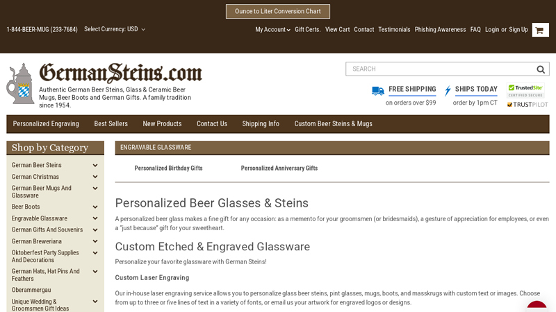Personalized Beer Glasses & Steins