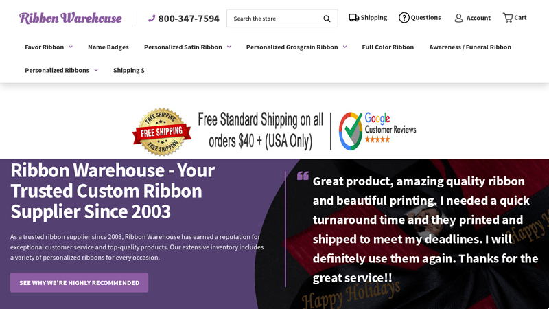 Personalized Ribbon Favor Ribbon Warehouse Awareness Ribbon