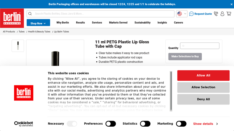 PETG Lip Gloss Tube with Cap