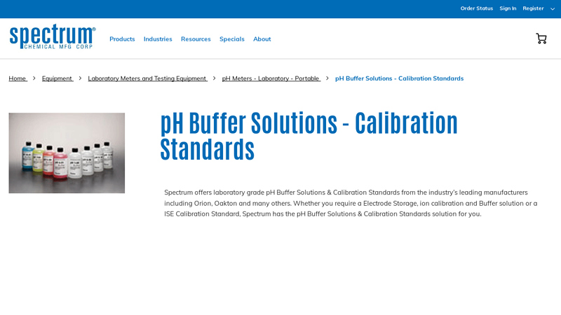 pH Buffer Solutions & Calibration Standards, Lab Meters and Testers
