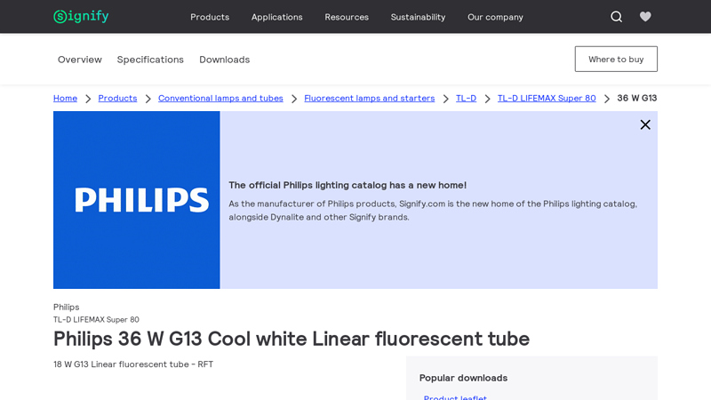 Philips 36 W G13 Cool white Linear fluorescent tube