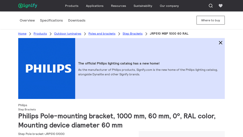 Philips Step Brackets, 1000 mm, 60 mm, 0°