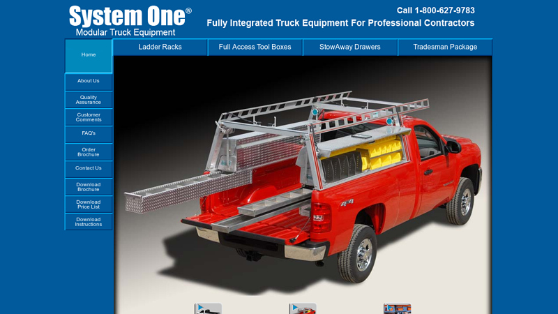 Pick up truck ladder rack w truck tool boxes and drawers