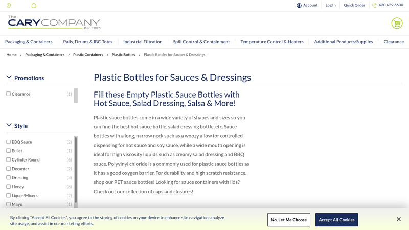Plastic Bottles for Sauces & Dressings