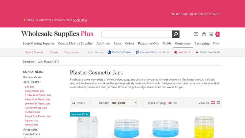 Plastic Cosmetic Jars in Bulk