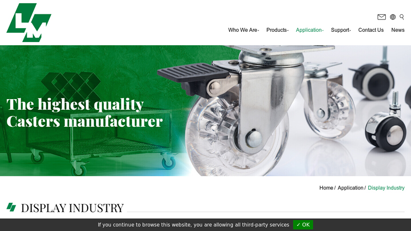 Plate Mounted and Stem Mounted Casters for Display Industry