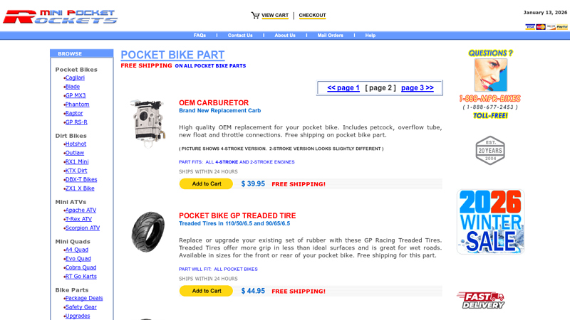 Pocket Bike Part for your Pocket Bike at MiniPocketRockets