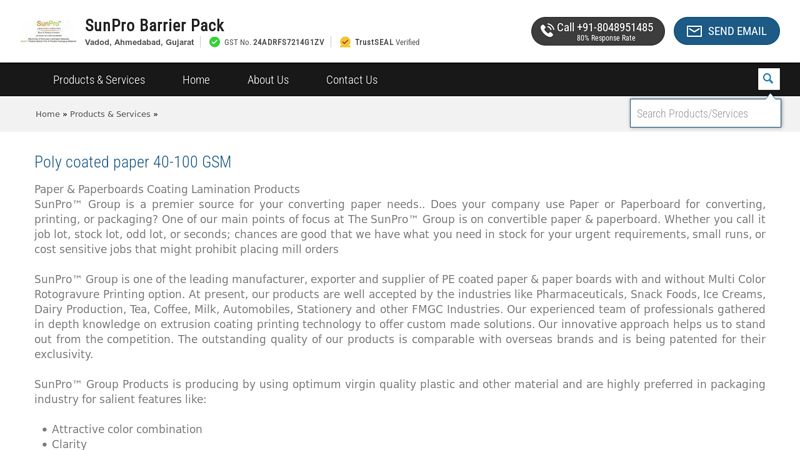 Poly coated paper 40