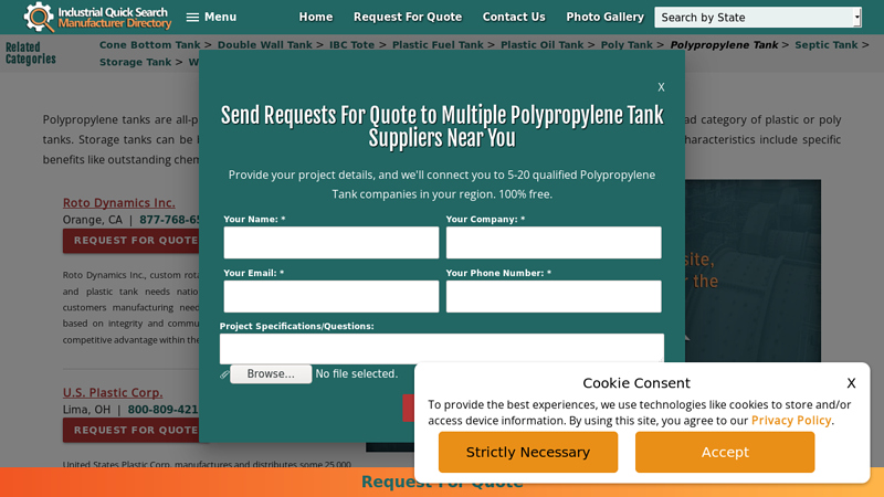 Polypropylene Tank Suppliers Manufacturers