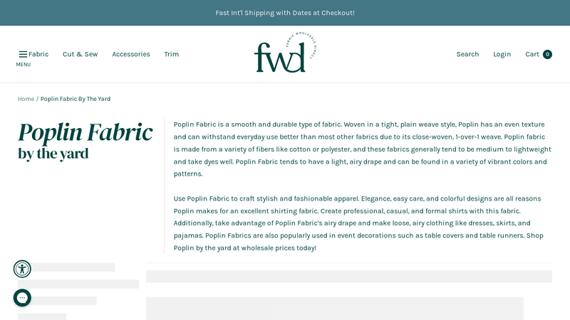 Poplin Fabric By The Yard