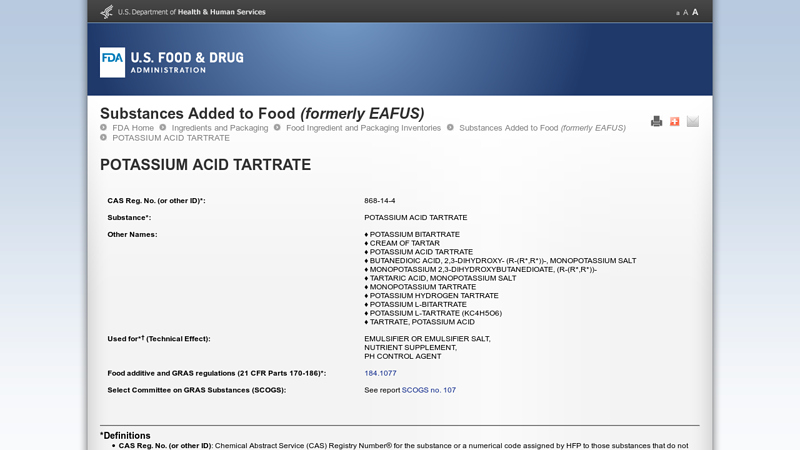potassium acid tartrate