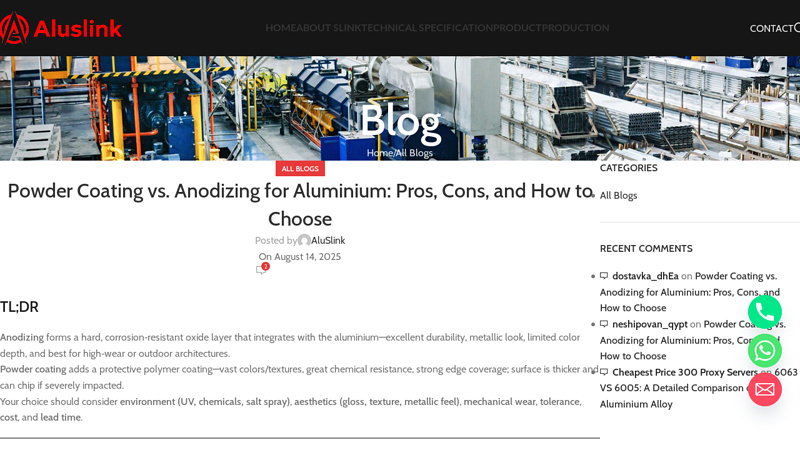 Powder Coating vs. Anodizing for Aluminium