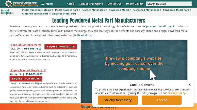 Powdered Metal Parts Manufacturers