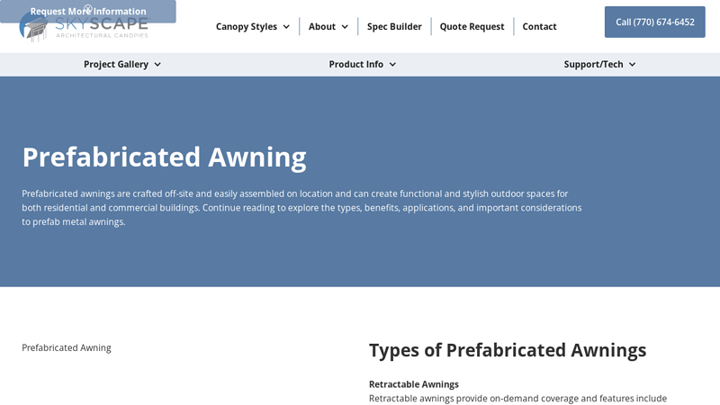 Prefabricated Commercial Awnings & Canopies