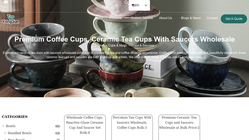 Premium Coffee Cups, Ceramic Tea Cups With Saucers Wholesale